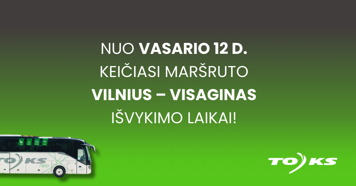 Nuo vasario 12 d. keičiasi maršruto Vilnius – Visaginas išvykimo laikai!