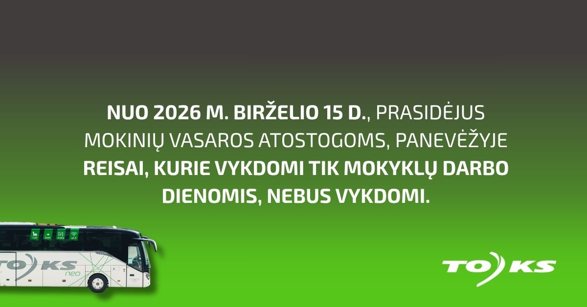 Informacija keleiviams, keliaujantiems Panevėžio miesto autobusais